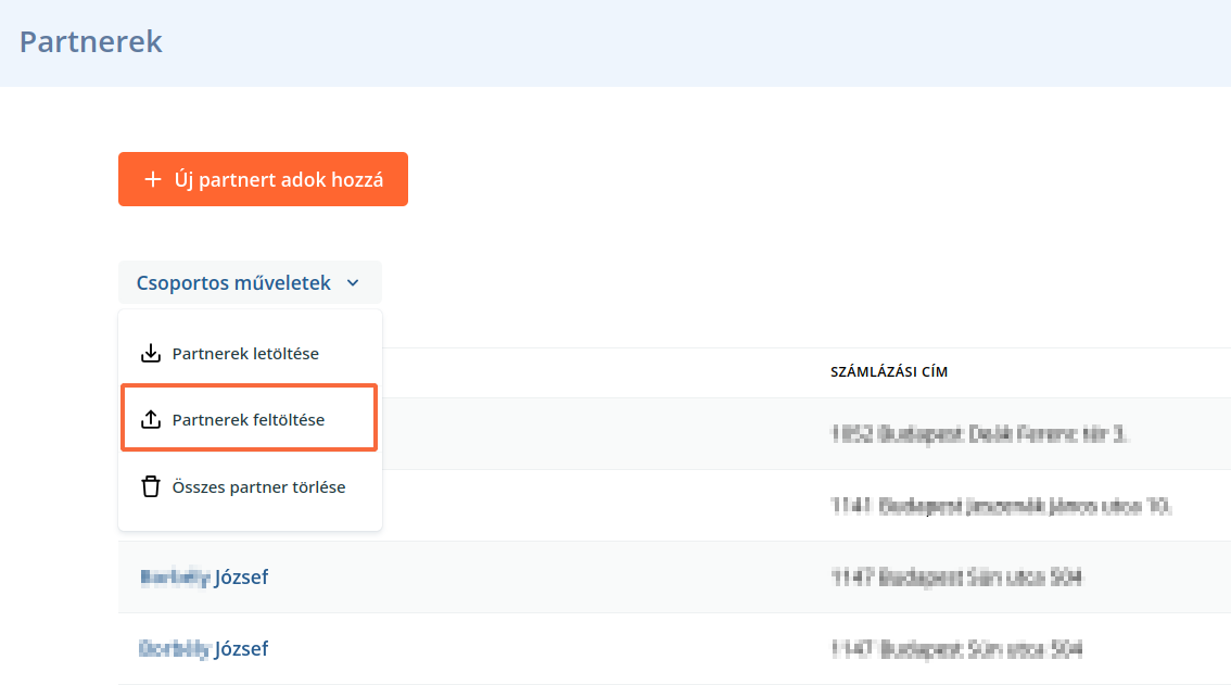 Partnerek feltöltése
